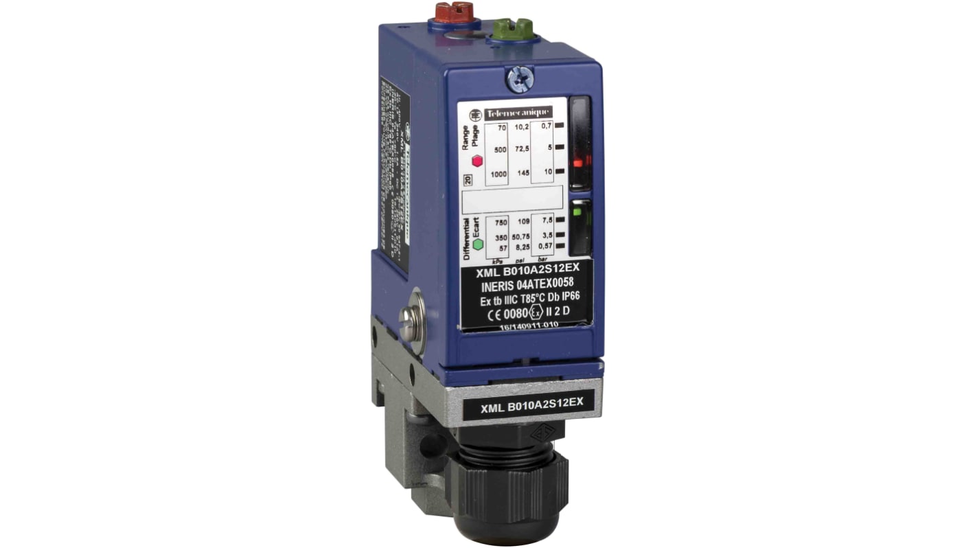 Interrupteur de pression Telemecanique Sensors, Différentiel 10bar max, pour Air, Huile hydraulique, Eau, G1/4