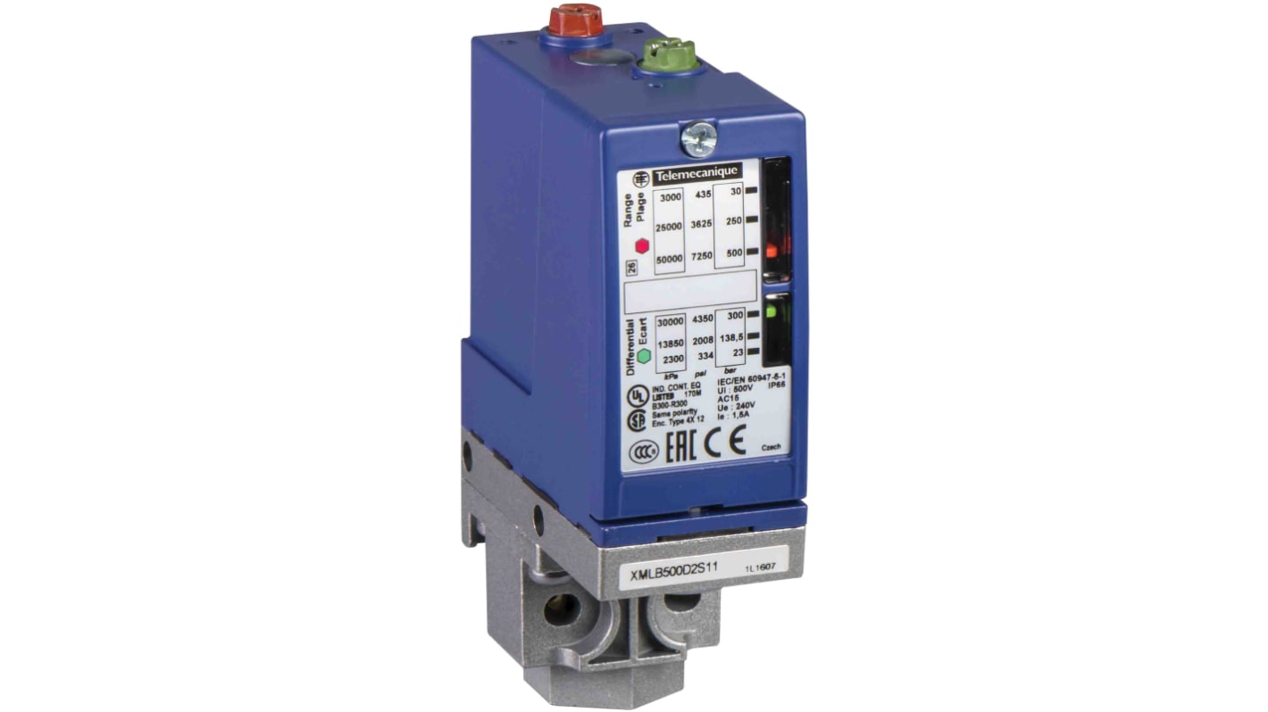 Interrupteur de pression Telemecanique Sensors, Différentiel 70bar max, pour Air, fluide corrosif, G1/4