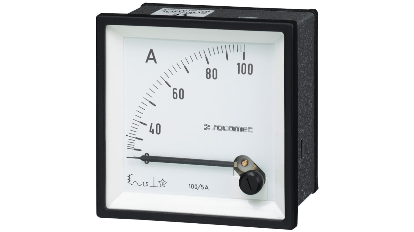 Socomec 192A Analogue Panel Ammeter 25A AC, 72mm x 72mm