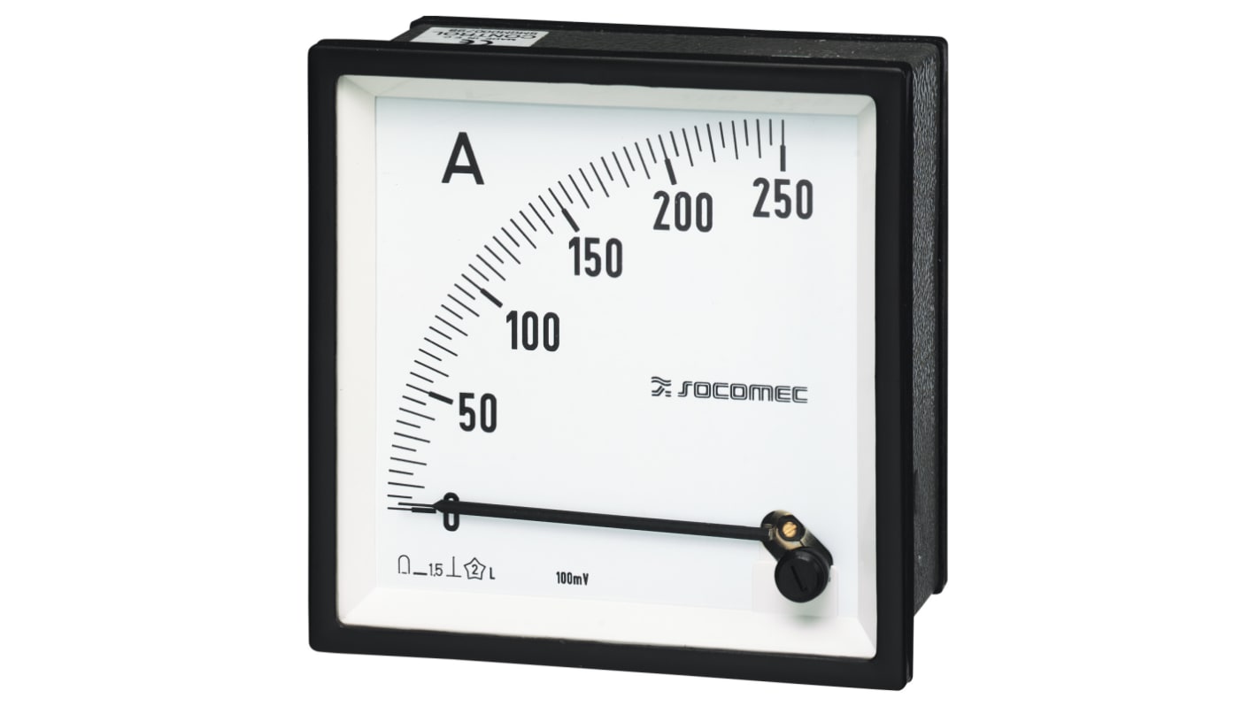 Amperomierz analogowy panelowy DC wysokość wycięcia: 48mm wartość 100μA Socomec