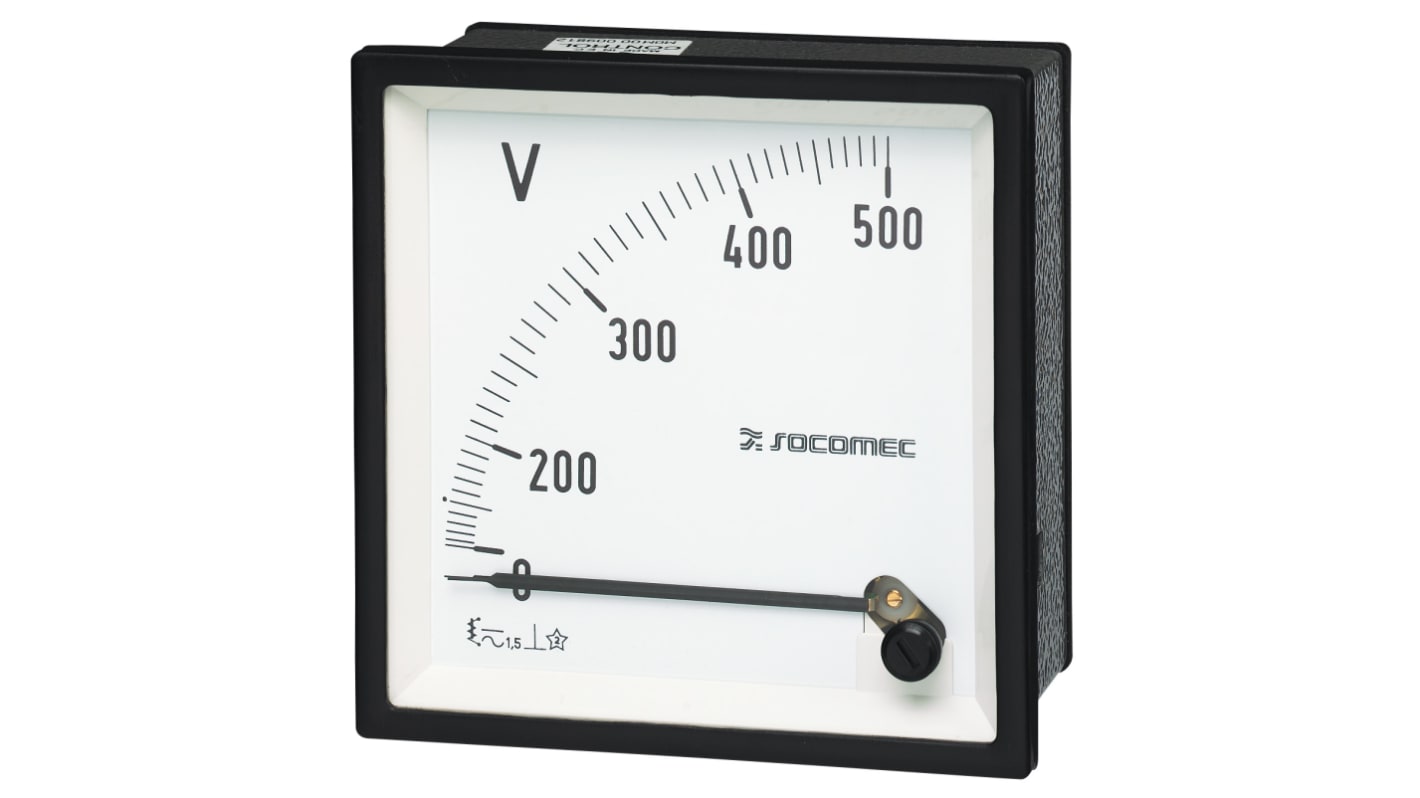 Voltímetro analógico AC Socomec 192G, con display Analógico, dim. 72mm x 72mm