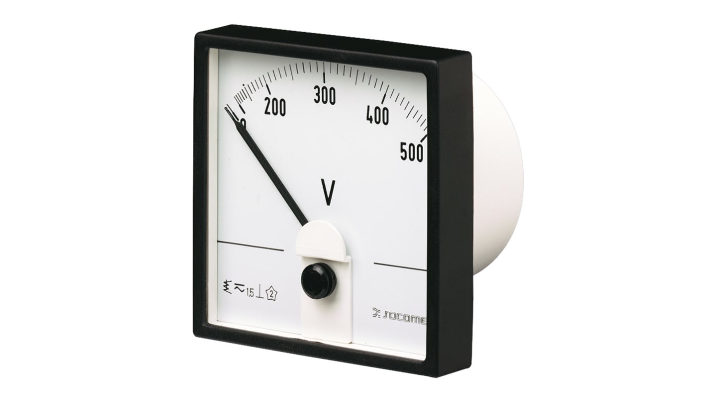 Voltímetro analógico AC Socomec 192G, con display Analógico, dim. 77mm x 72mm