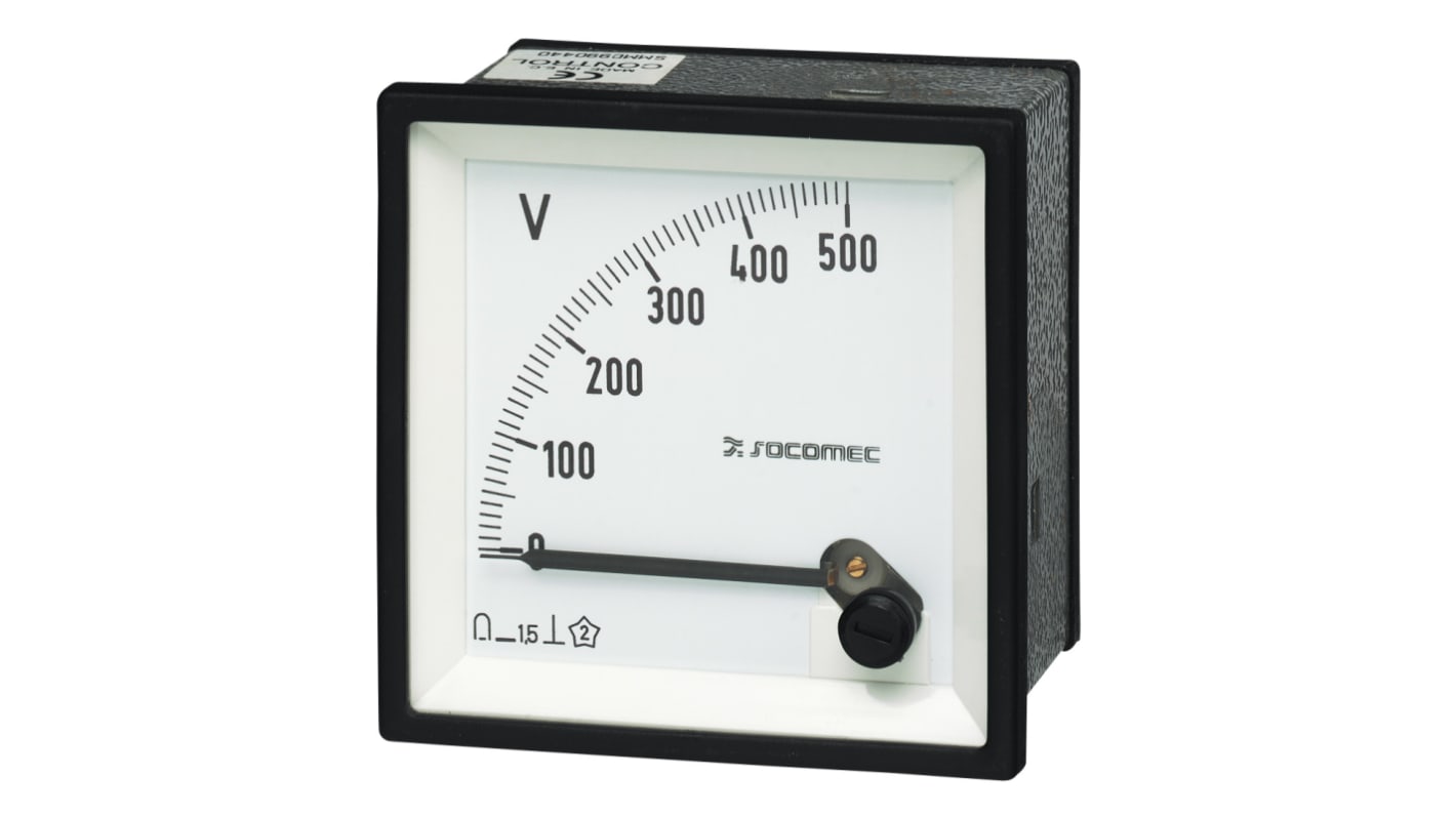 Voltímetro analógico DC Socomec 192G, con display Analógico, dim. 48mm x 48mm
