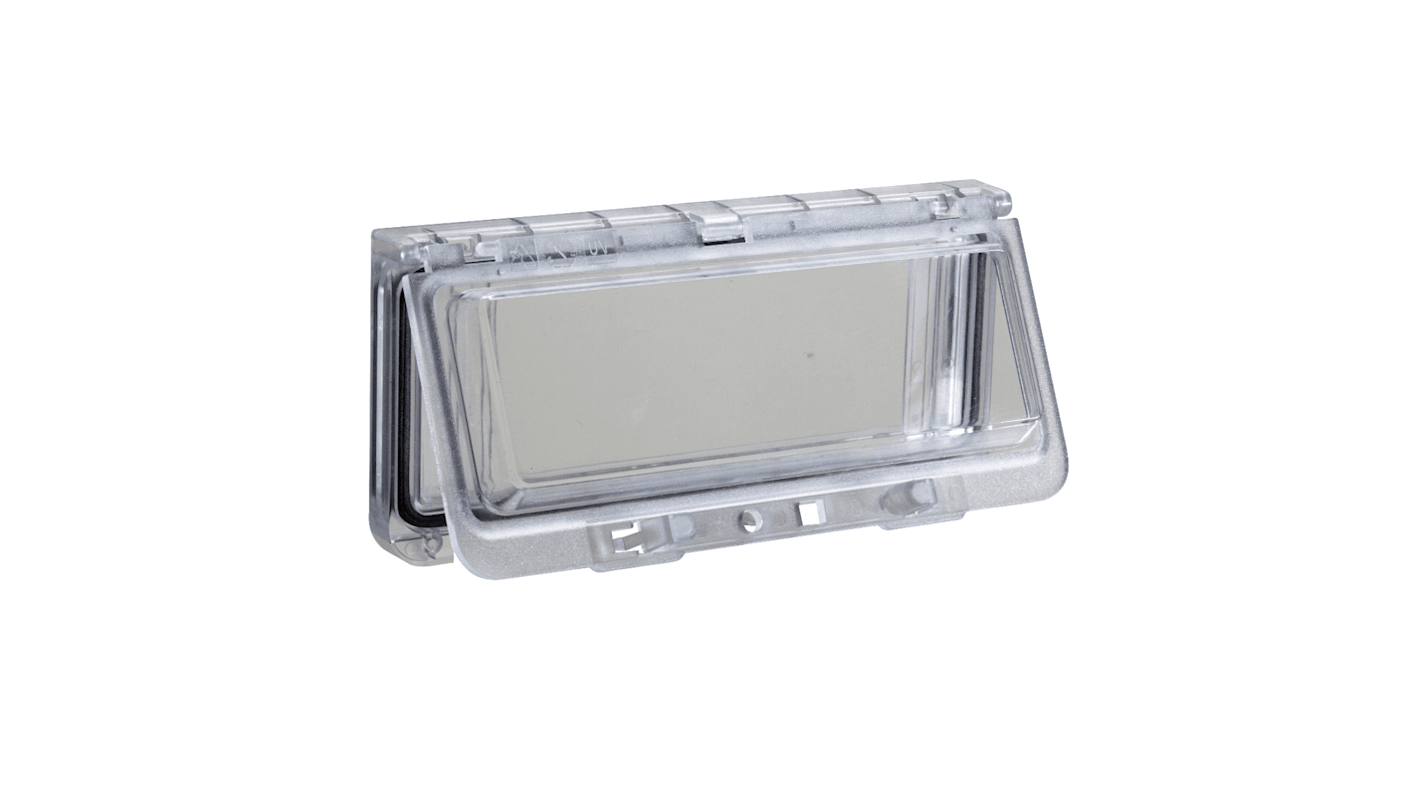 Plastic window with hinged transparent c