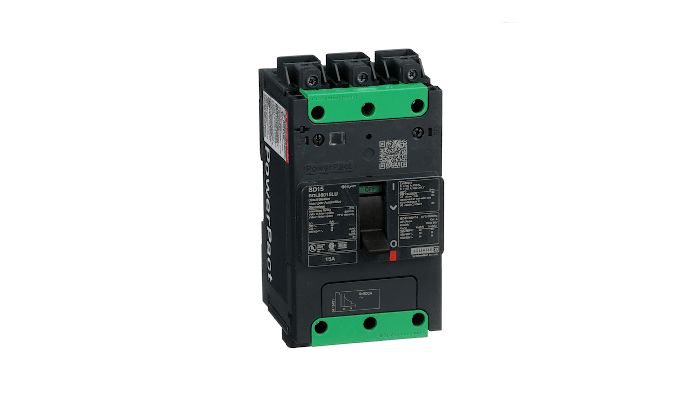 Schneider Electric, PowerPact MCCB Molded Case Circuit Breaker 3P 15A