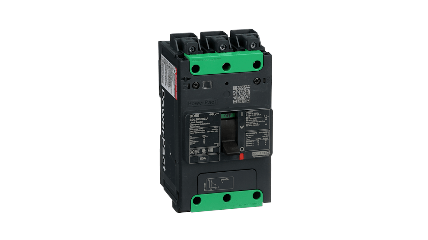 Disjoncteur Schneider Electric PowerPact 3 pôles, 50A