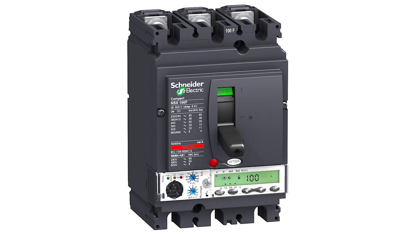 Schneider Electric, ComPact MCCB Molded Case Circuit Breaker 3P 40A, Fixed Mount