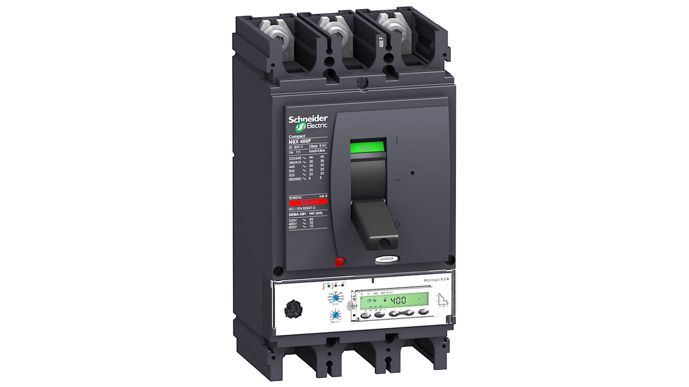 Schneider Electric, ComPact MCCB Molded Case Circuit Breaker 3P 400A, Fixed Mount