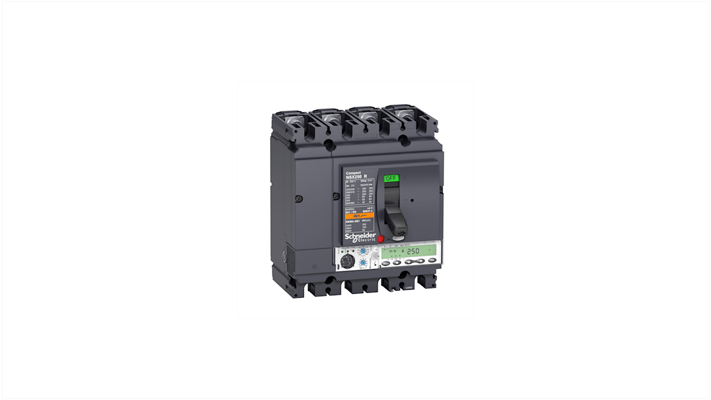 Schneider Electric, ComPact MCCB Molded Case Circuit Breaker 4P 250A, Fixed Mount