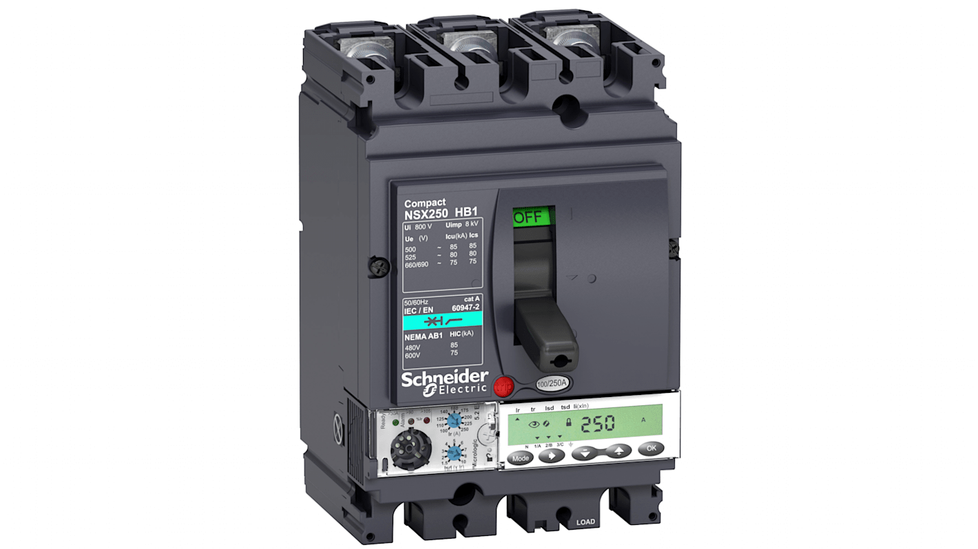 Schneider Electric, ComPact MCCB Molded Case Circuit Breaker 3P 250A, Fixed Mount