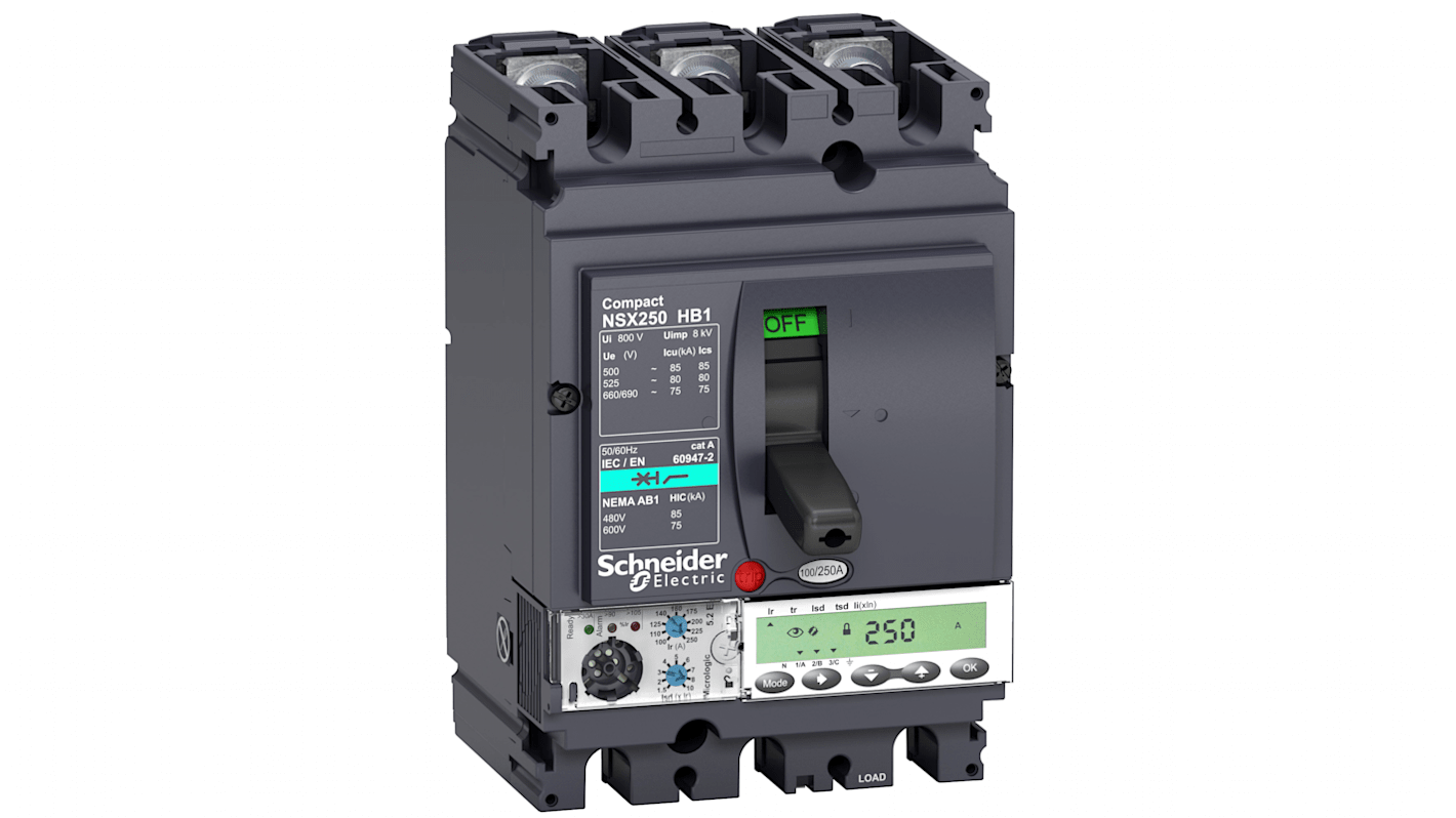 Disjoncteur Schneider Electric Compact 3 pôles, 250A, montage fixe