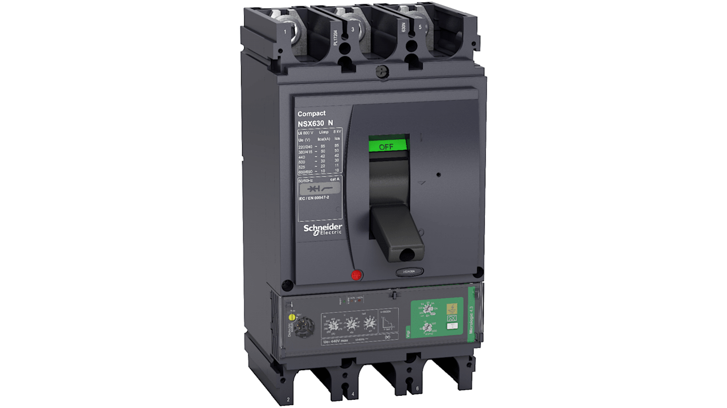 Schneider Electric, ComPact MCCB Molded Case Circuit Breaker 3P 570A, Fixed Mount