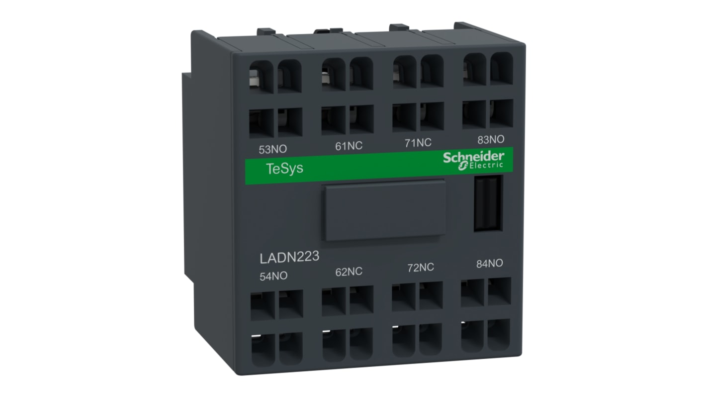 Schneider Electric Auxiliary Contact Block, 4 Contact, 2NC + 2NO, Front Mount, Tesys LADN