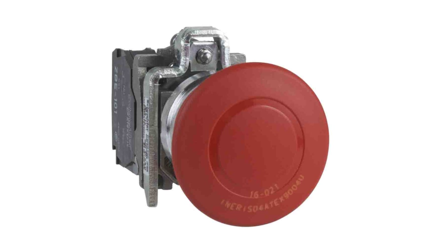 Schneider Electric Φ22mm急停按钮, 面板安装, 1 常开 + 1 常闭触点, IP65, 拉出释放, 红色