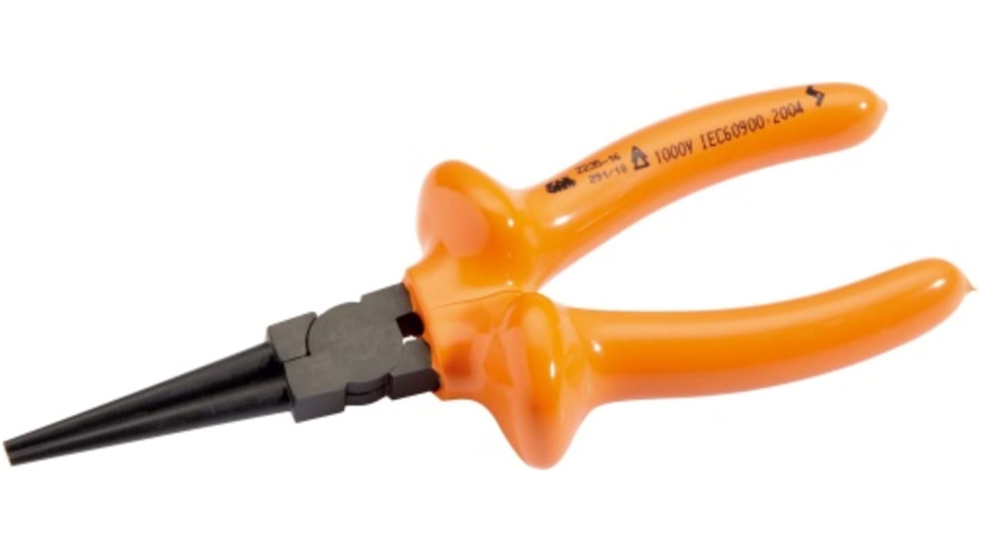 SAM Long Nose Pliers, 160 mm Overall, Straight Tip, 50mm Jaw