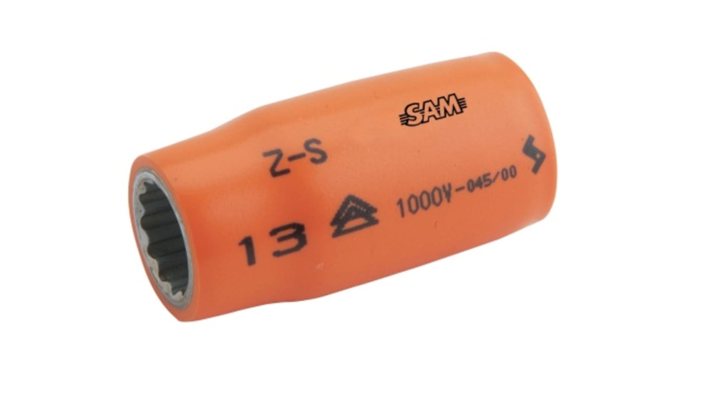 SAM 1/2 in Drive 20mm Insulated Standard Socket, 12 point, VDE/1000V, 52 mm Overall Length