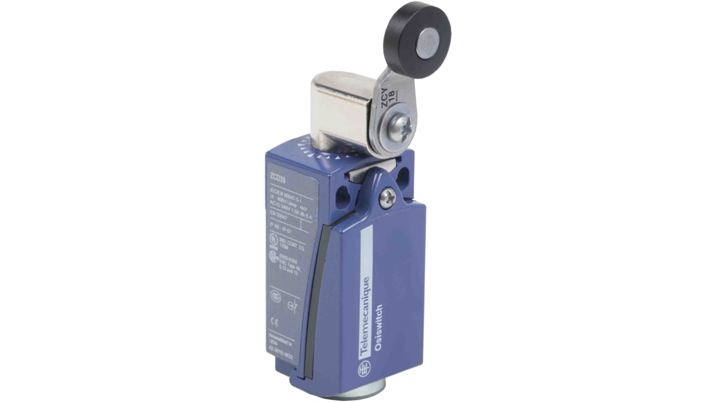 Telemecanique Sensors Roller Limit Switch, 1NC/1NO, IP66, IP67, Metal Housing, 10A Max