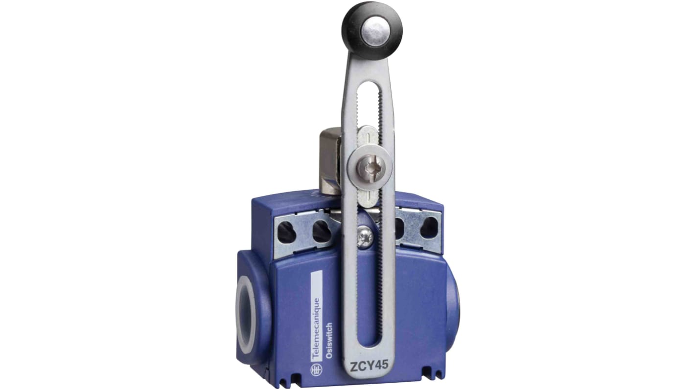 Telemecanique Sensors XCKT Series Roller Lever Limit Switch, 1NC/1NO, IP66, IP67, Plastic Housing, 10A Max