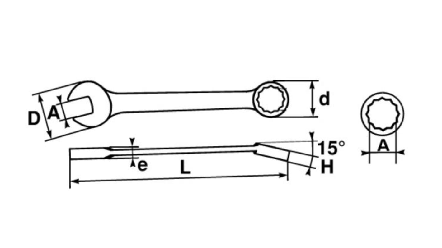 SAM Combination Spanner, 7mm, Metric, Height Safe, Double Ended, 115 mm Overall