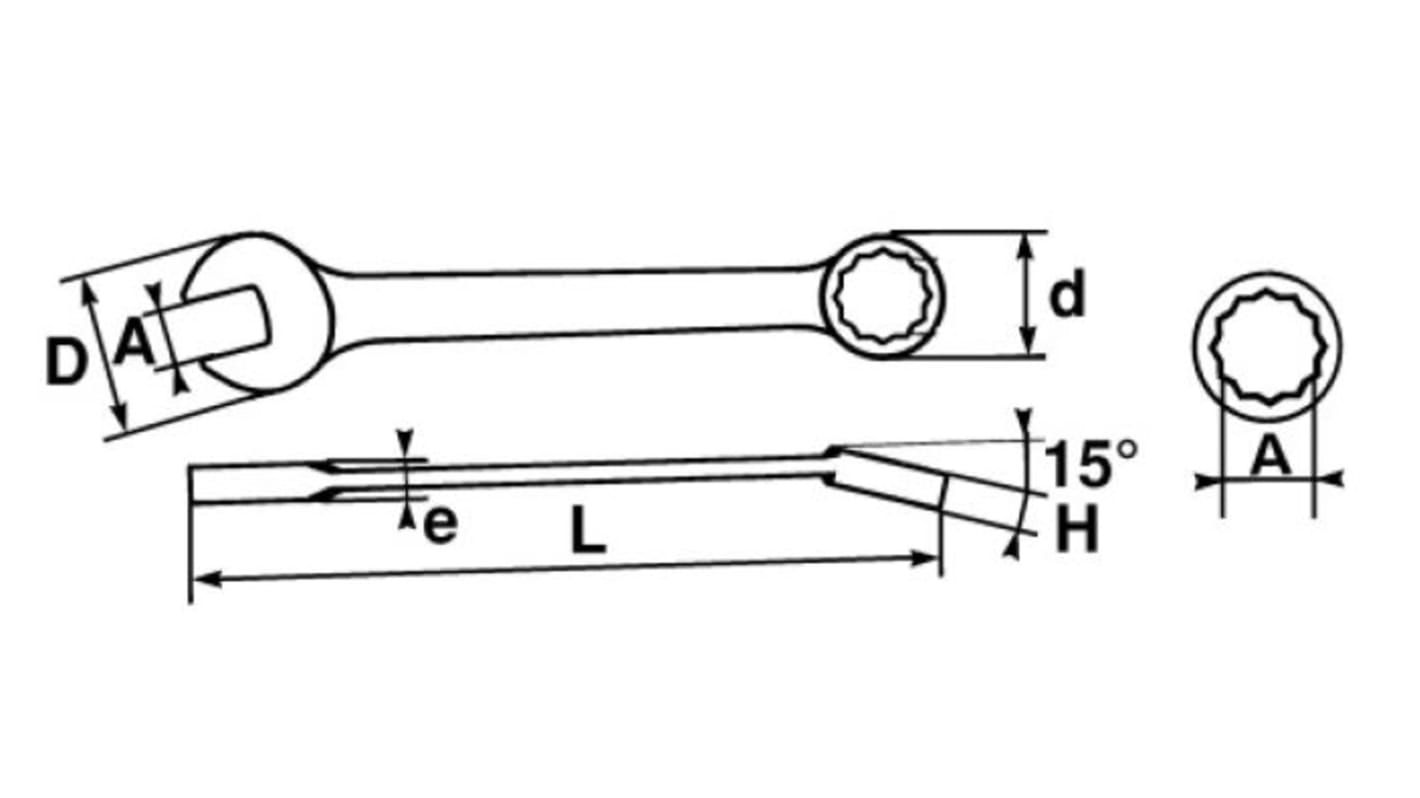 SAM Combination Spanner, 8mm, 5/16in, Metric, Height Safe, Double Ended, 135 mm Overall