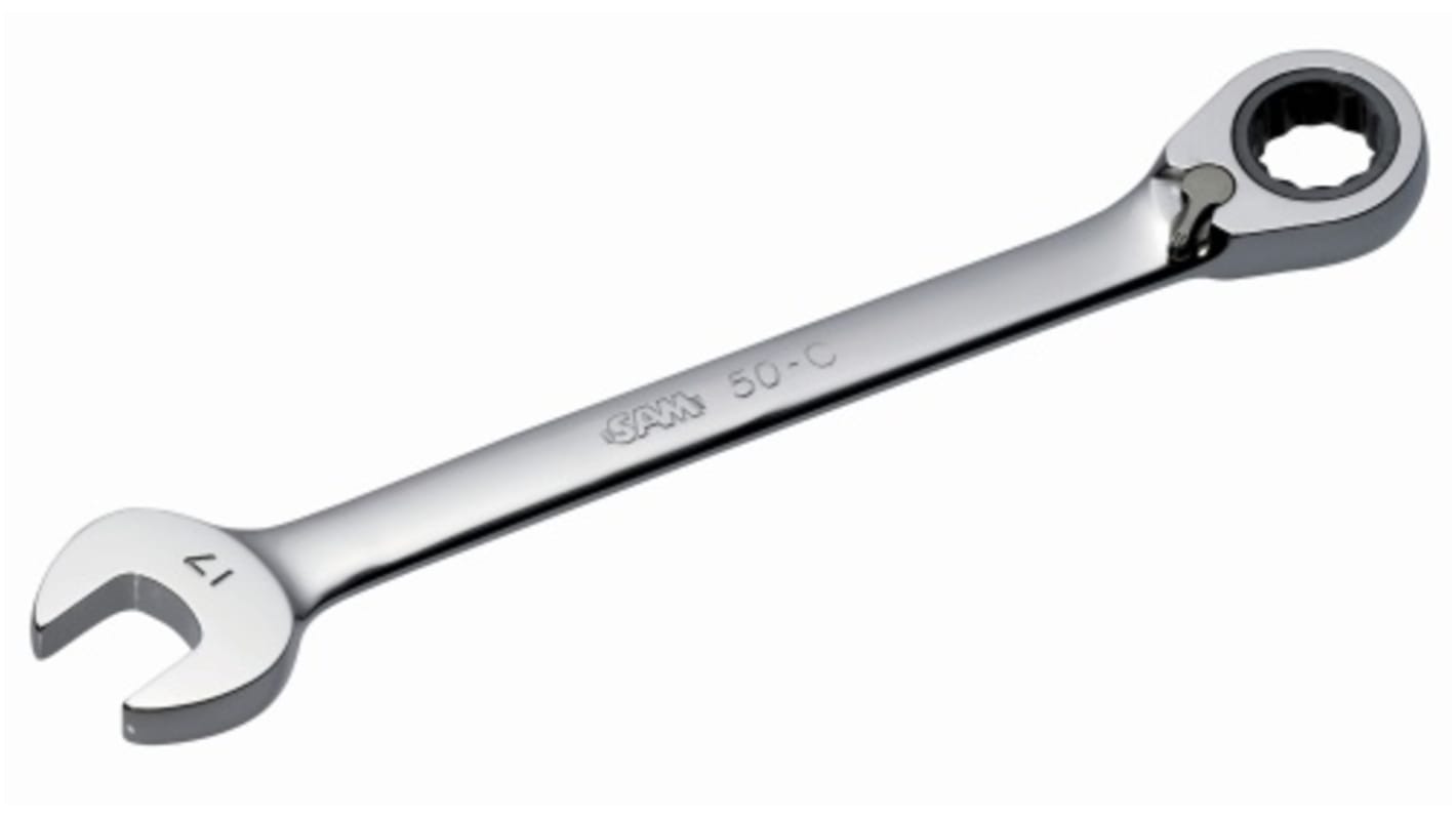 SAM Combination Ratchet Spanner, 22mm, 55/64in, Metric, Height Safe, Double Ended, 291.5 mm Overall