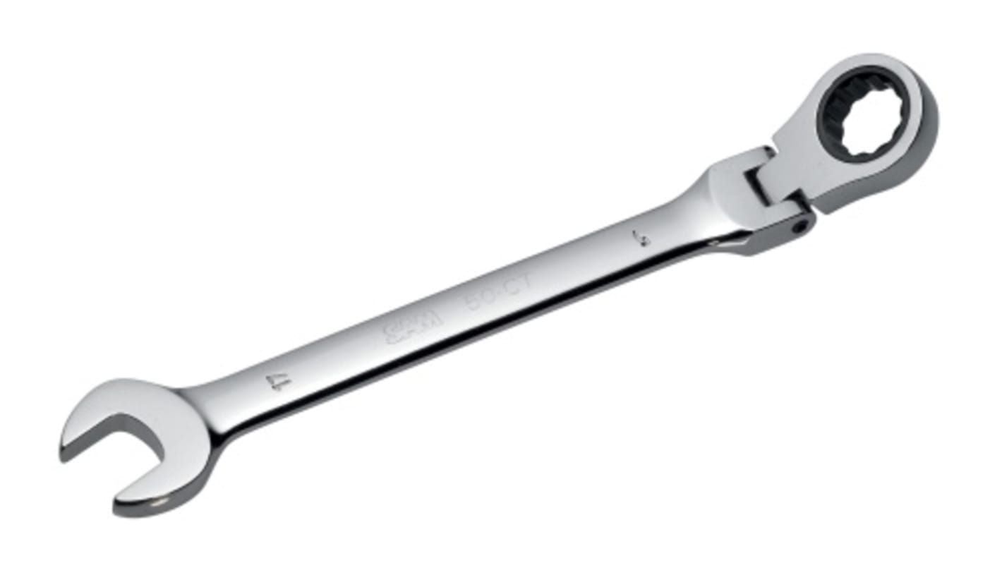 SAM Combination Ratchet Spanner, 17mm, 43/64in, Metric, Height Safe, Double Ended, 225 mm Overall