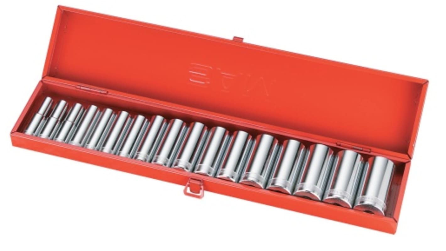 SAM 17-Piece Metric 1/2 in Deep Socket Set, 12 point