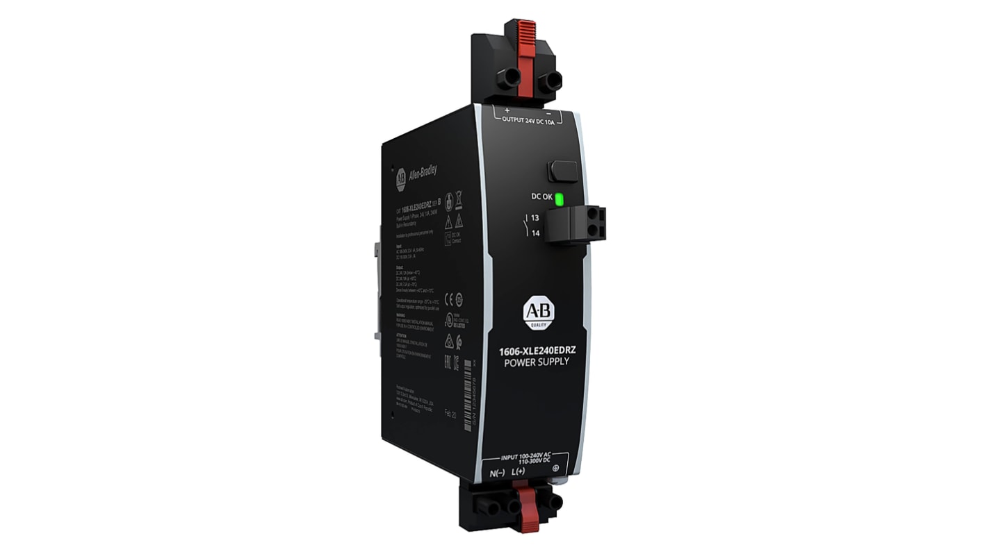 Allen Bradley 1606 Switched Mode DIN Rail Power Supply, 240V ac ac Input, 24V dc dc Output, 10A Output