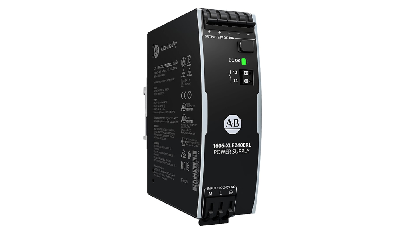 Rockwell Automation 1606 Getaktet DIN-Schienen Netzteil, 100 → 240 V ac, 110 → 150 V dc, 24V dc / 10A