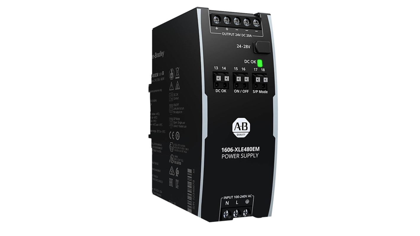 Rockwell Automation 1606 Getaktet DIN-Schienen Netzteil, 100 → 240 V ac, 110 → 150 V dc, 24V dc / 20A