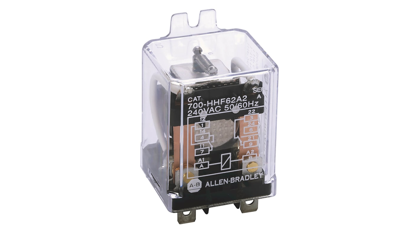 Allen Bradley Flange Mount Non-Latching Relay, 240V Coil, 25A Switching Current, DPDT