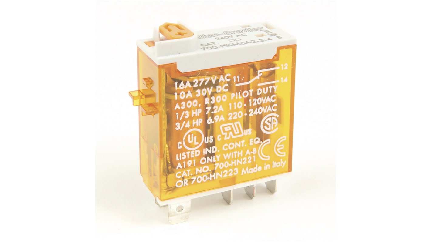 Allen Bradley Plug In Non-Latching Relay, 240V ac Coil, 16A Switching Current, SPDT
