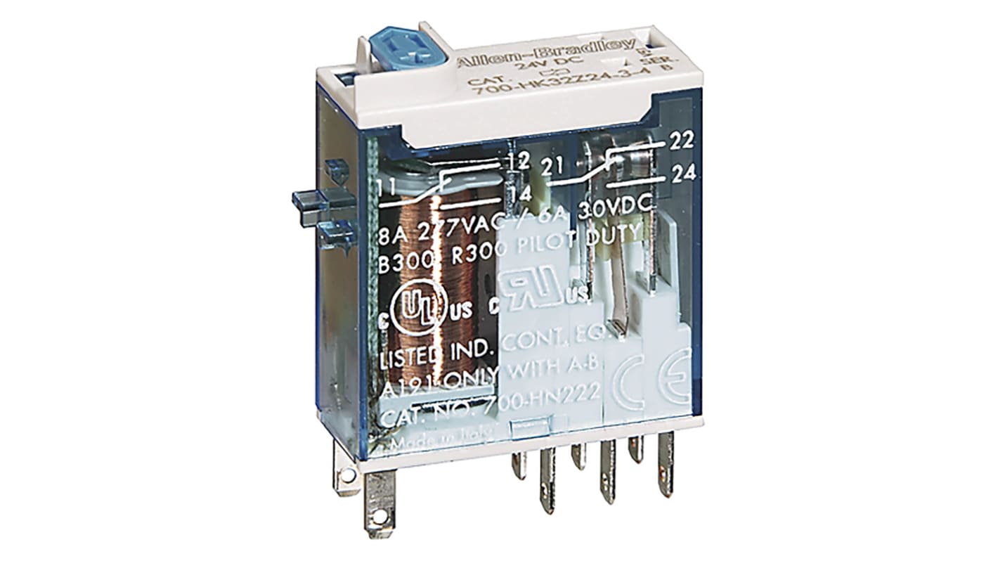 Relè monostabile Allen Bradley serie 700-HK, DPDT, bobina 240V ca, A innesto