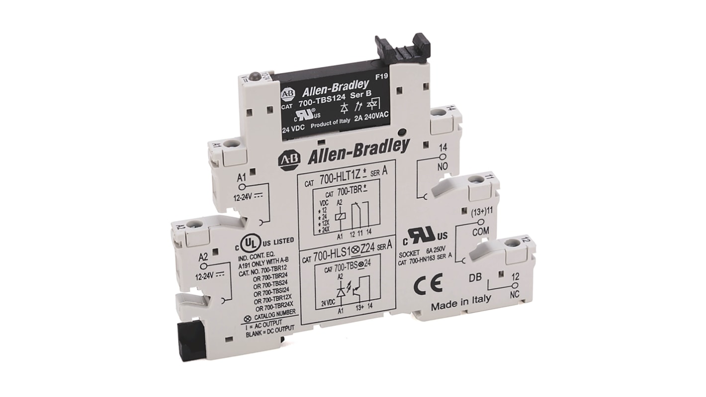 Allen Bradley 700-HLS Series Interface Relay Module, DIN Rail Mount, 24V dc Coil, 2A Load