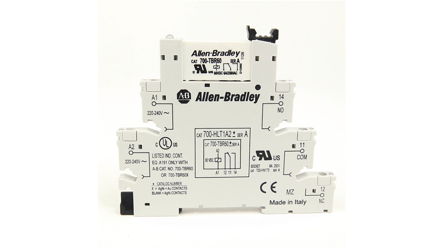 Allen Bradley 700-HL Series Interface Relay Module, DIN Rail Mount, 24V ac/dc Coil, 6A Load