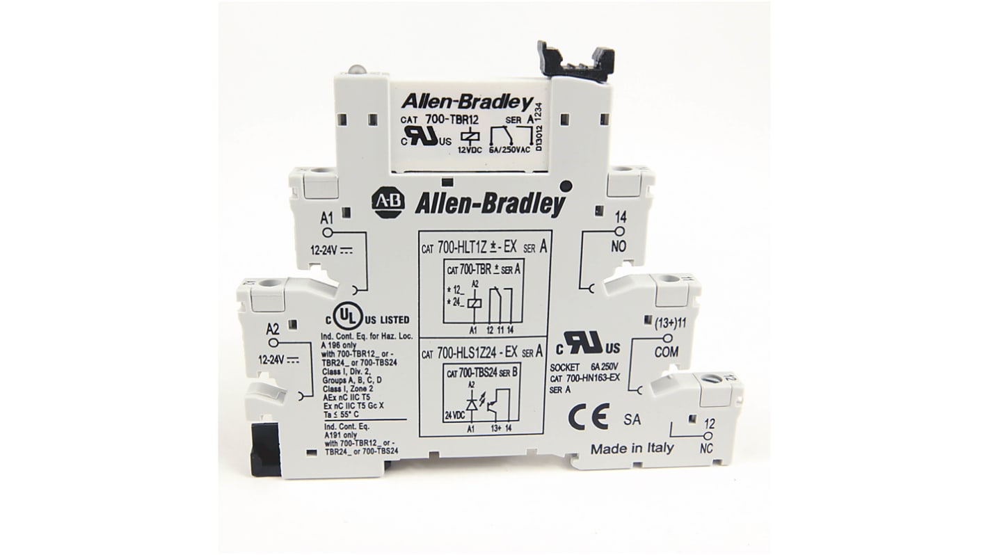 Allen Bradley 700-HL Series Interface Relay Module, DIN Rail Mount, 12V dc Coil, SPDT, 6A Load