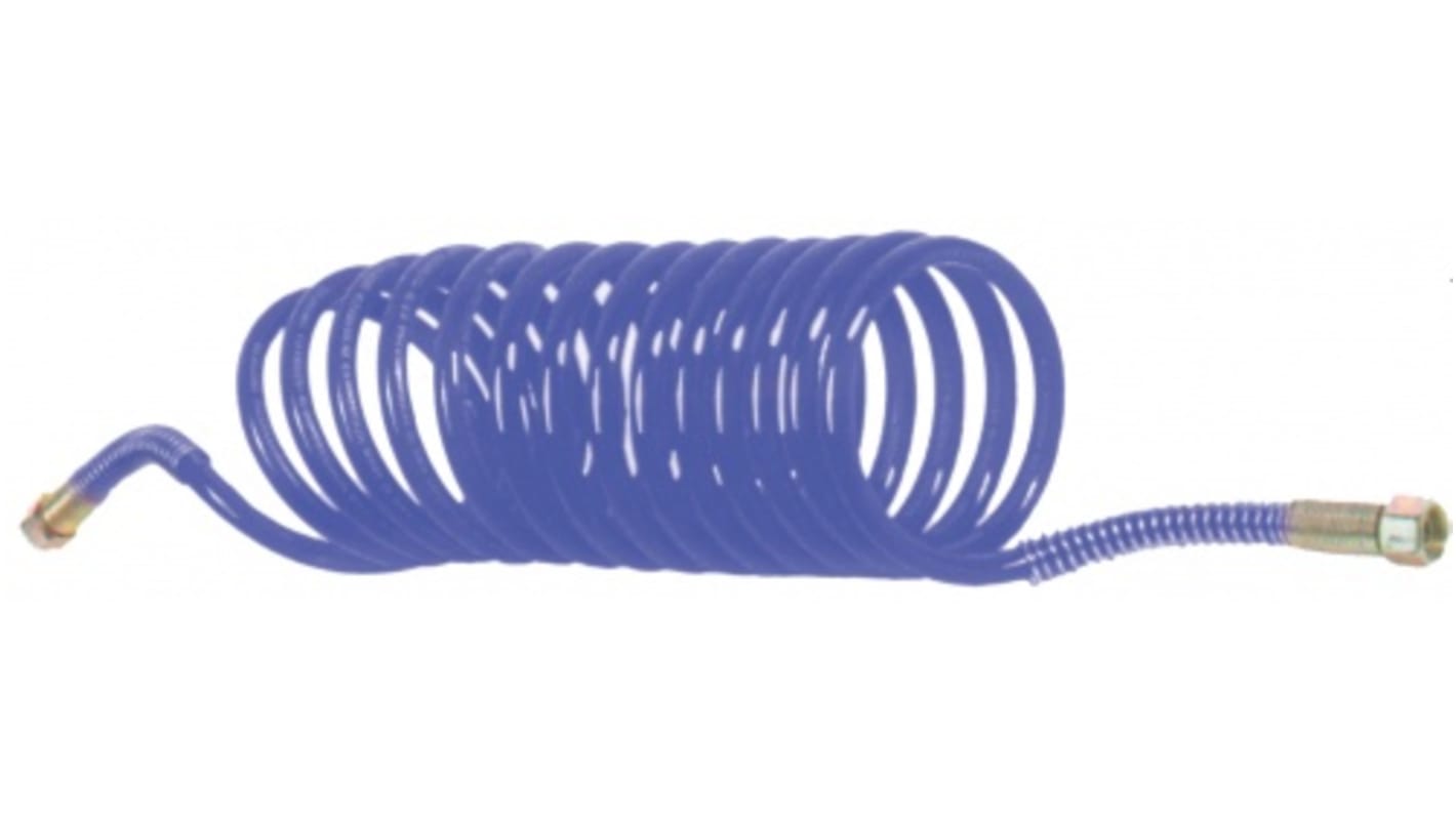 SAM Spiralslange med koblinger, 6m, Blå, Polyuretan