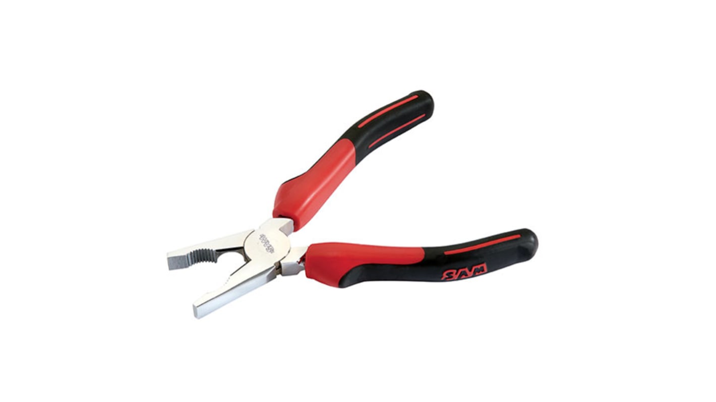 SAM Combination Pliers, 165 mm Overall, Straight Tip, 34mm Jaw