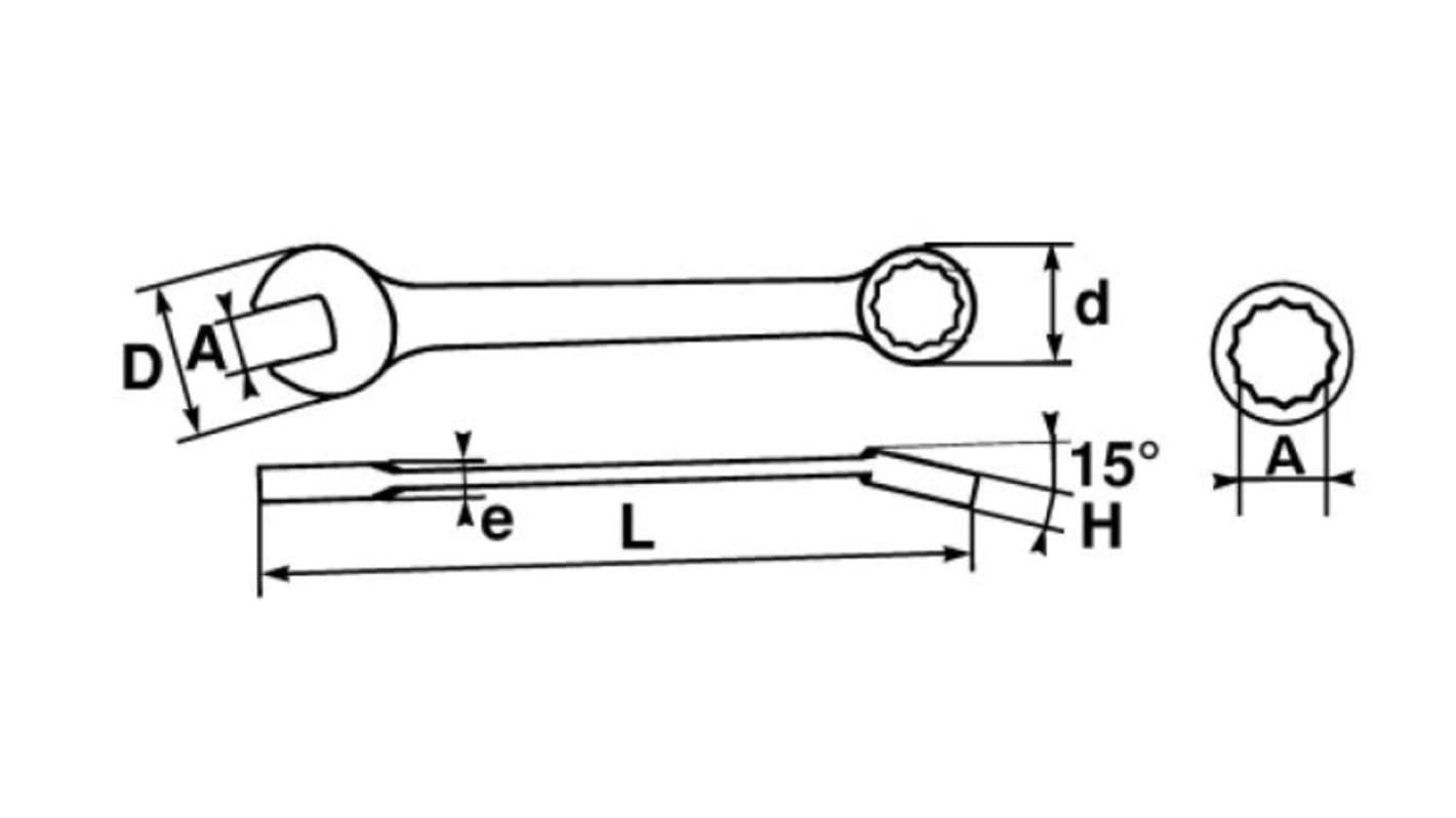 SAM Combination Spanner, 12mm, 15/32in, Metric, Height Safe, Double Ended, 163 mm Overall