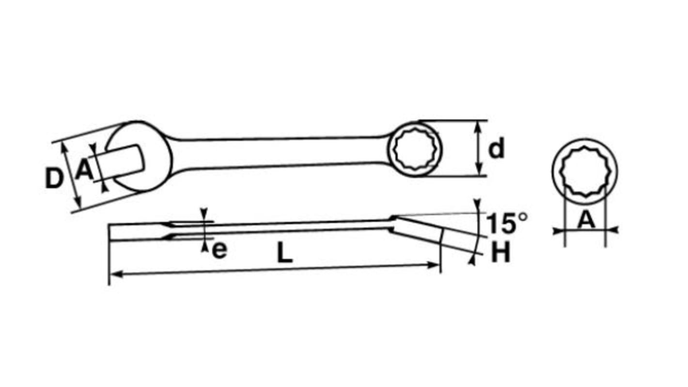 SAM SW 33/64Zoll 13mm Ringschlüssel doppelseitig, höhensicher, Länge 163 mm