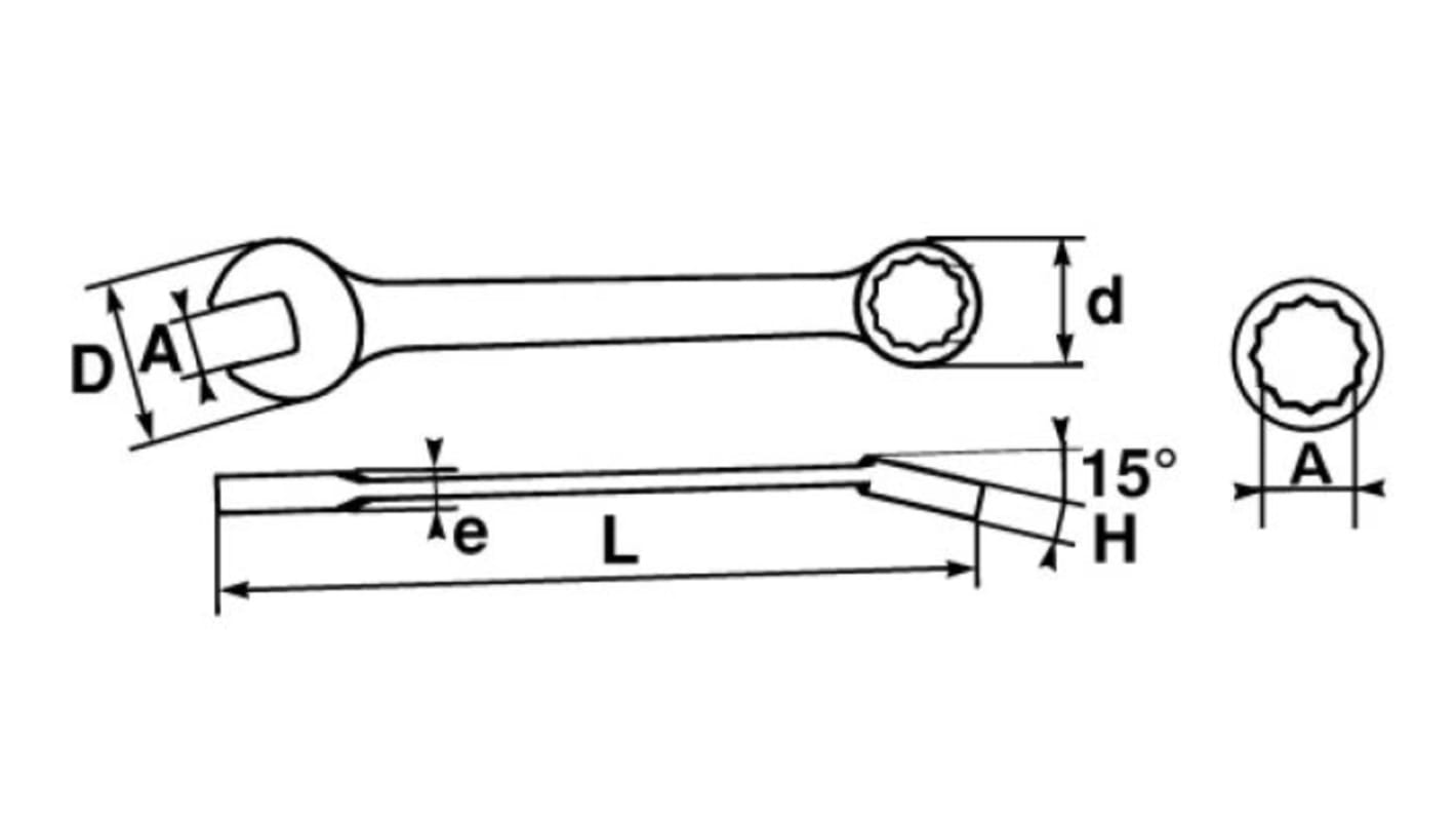 Chiave combinata SAM, lungh. 198 mm, bocca poligonale 16mm