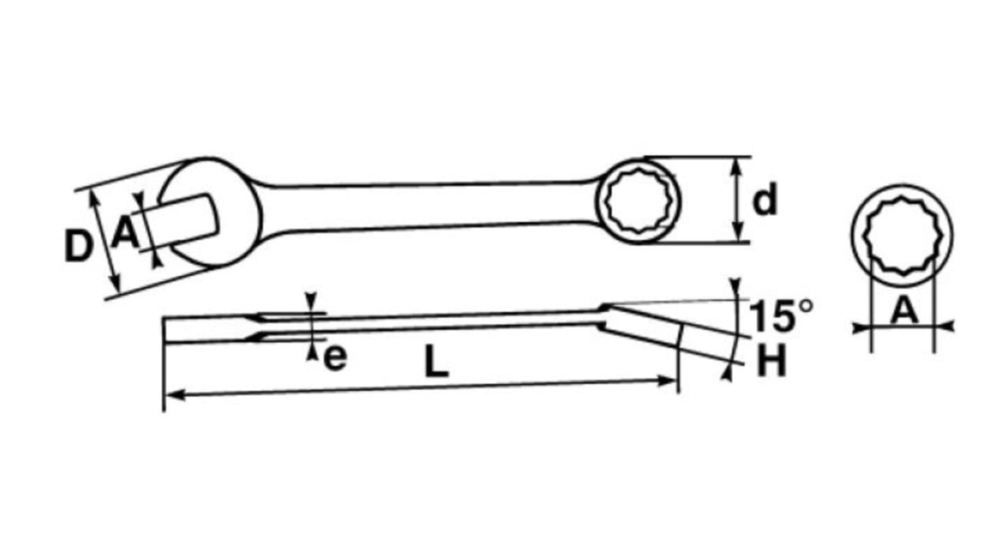 SAM Combination Spanner, 19mm, 3/4in, Metric, Height Safe, Double Ended, 213 mm Overall