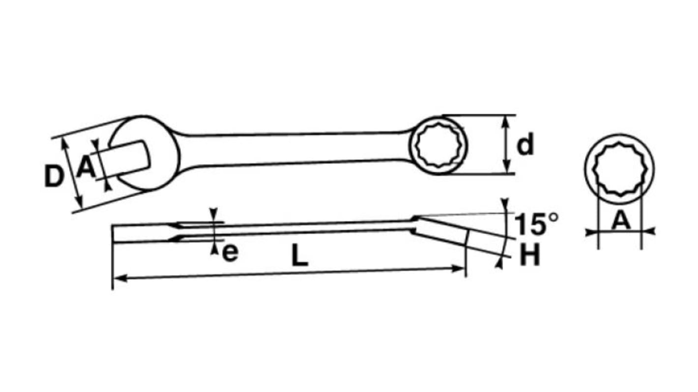 SAM Combination Spanner, 20mm, 25/32in, Metric, Height Safe, Double Ended, 230 mm Overall