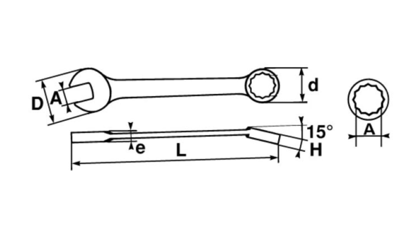 SAM Combination Spanner, 23mm, 29/32in, Metric, Height Safe, Double Ended, 253 mm Overall