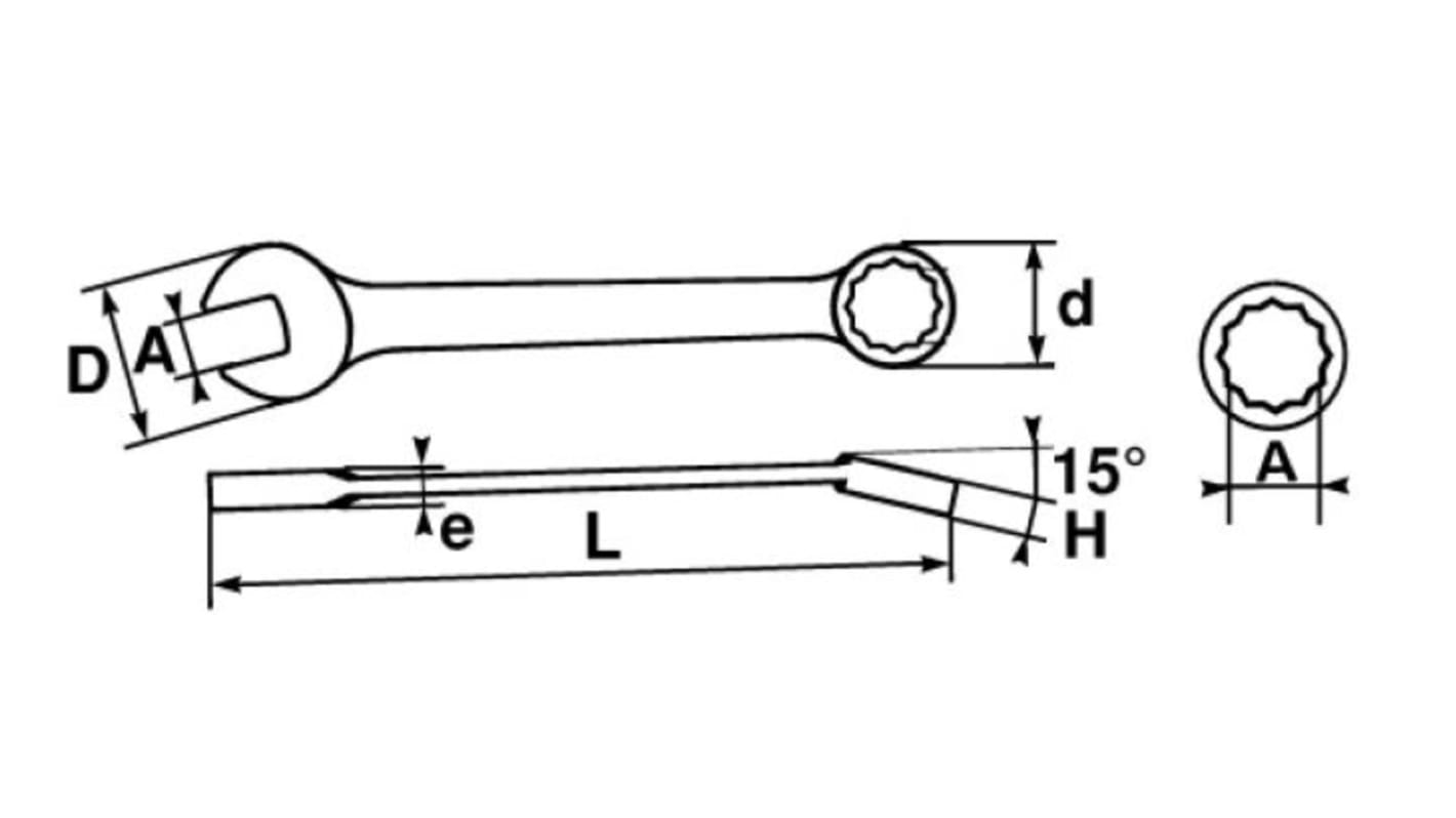 SAM Combination Spanner, 24mm, 15/16in, Metric, Height Safe, Double Ended, 264 mm Overall