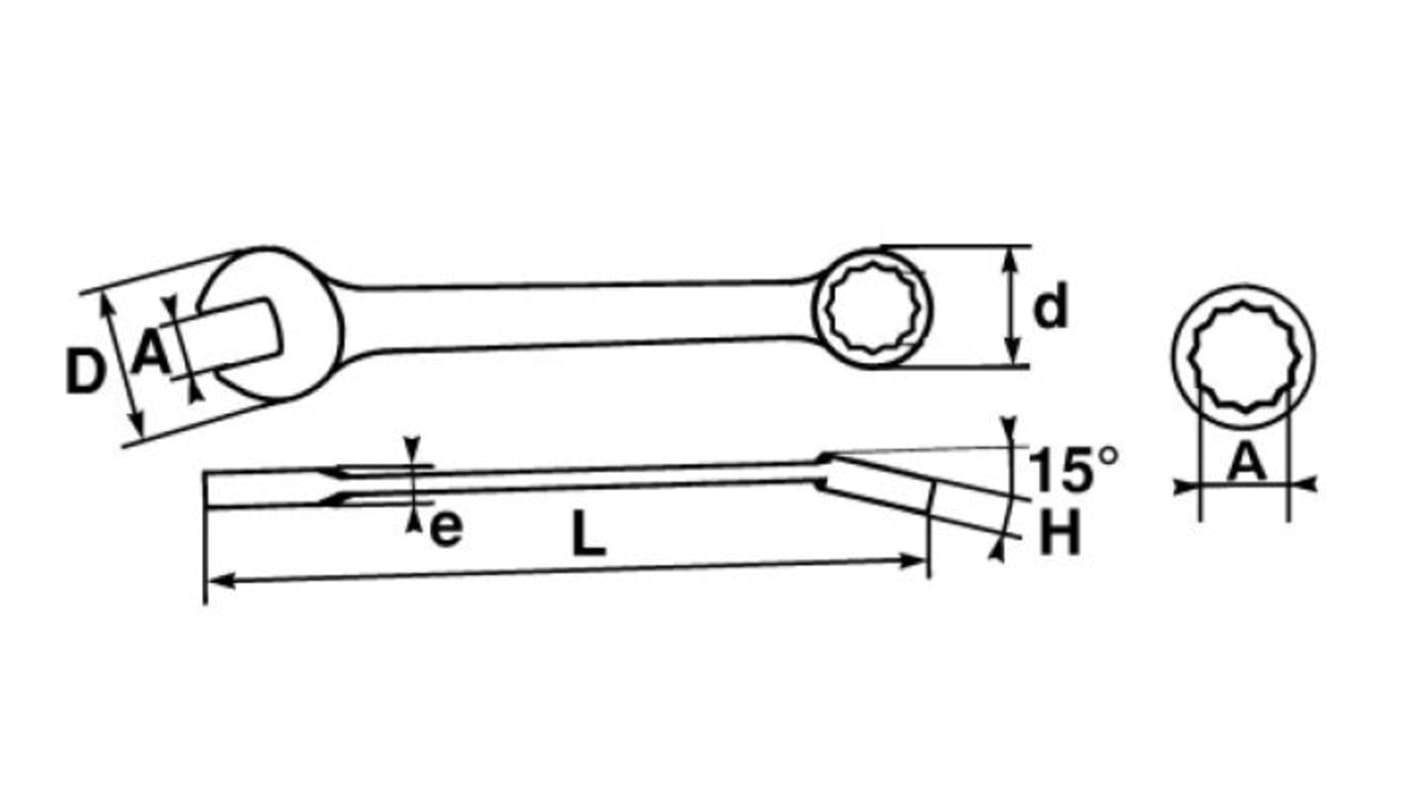 SAM SW 15/64Zoll 6mm Ringschlüssel doppelseitig, höhensicher, Länge 115 mm
