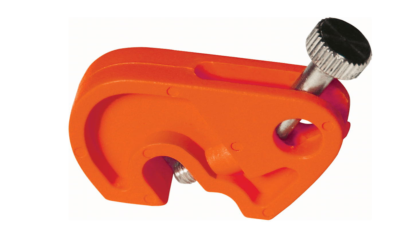 RS PRO Red 1-Lock ABS, Stainless Steel, Brass Miniature Circuit Breaker Lockout, 7.65mm Shackle, 7mm Attachment