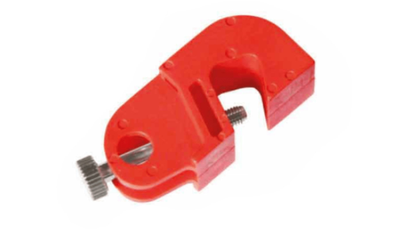 RS PRO Red 1-Lock ABS, Stainless Steel, Brass Universal Circuit Breaker Lockout, 8mm Shackle, 10mm Attachment