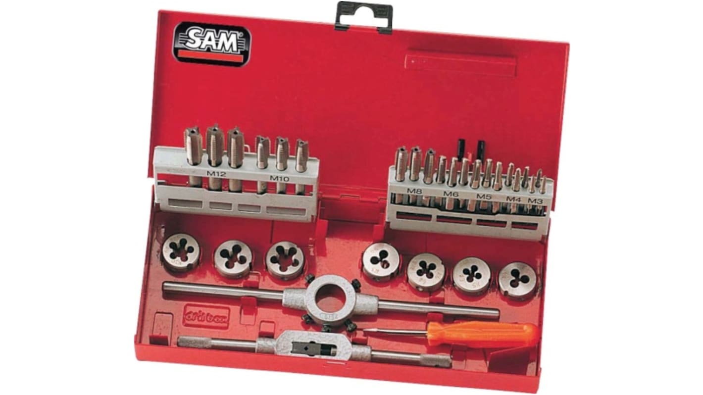 SAM 31-Piece Thread Tap & Die Set, M3 - M12 Taps, M3 - M12 Dies