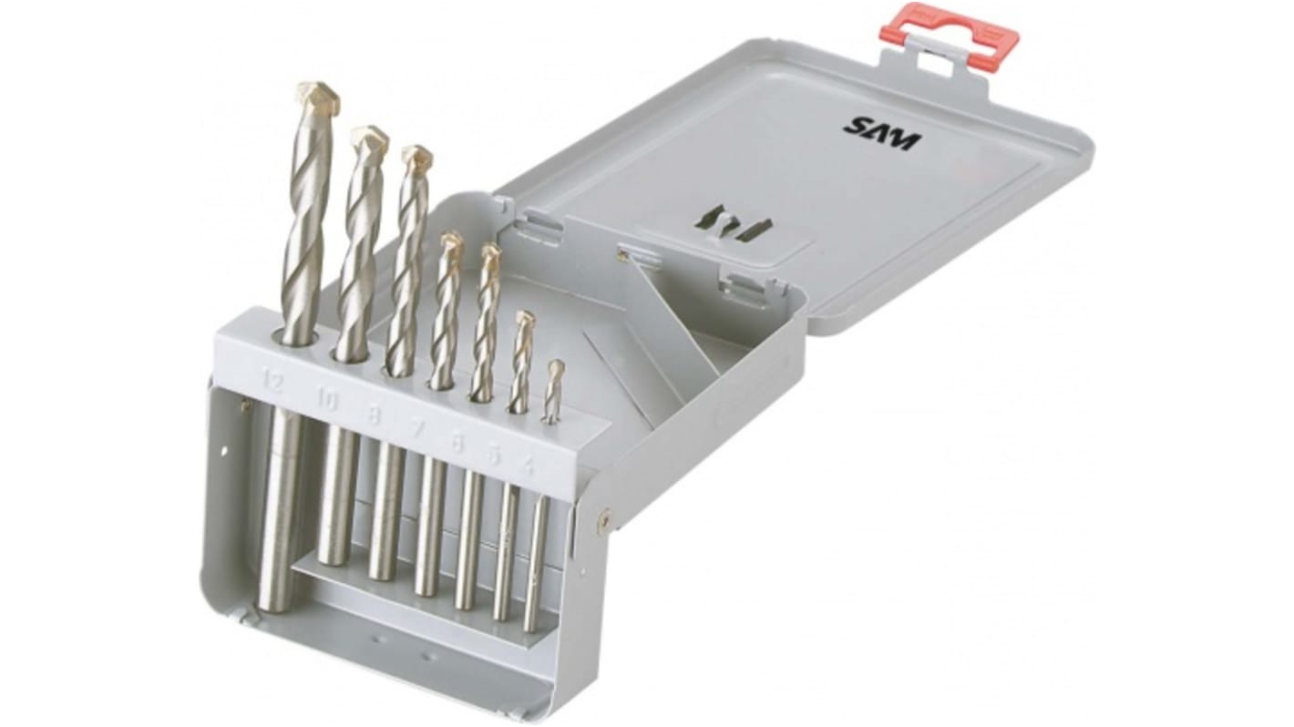 SAM 7-Piece Twist Drill Bit Set for Metal, 12mm Max, 4mm Min, High Speed Steel Bits